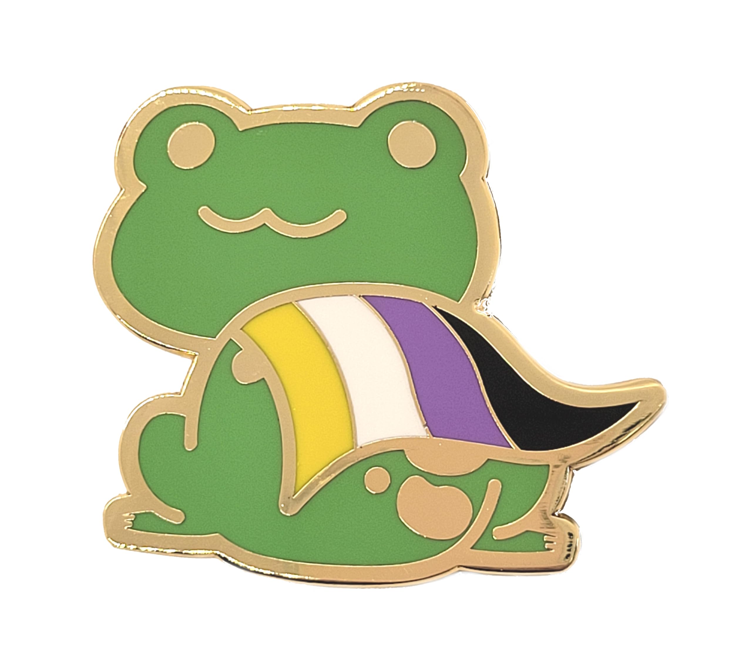 Nonbinary Pride Frog Enamel Pin - LGBT+ Flag Colors, Chibi Superhero Gay Frog Brooch | Perfect for Backpacks, Jackets & Pride Events