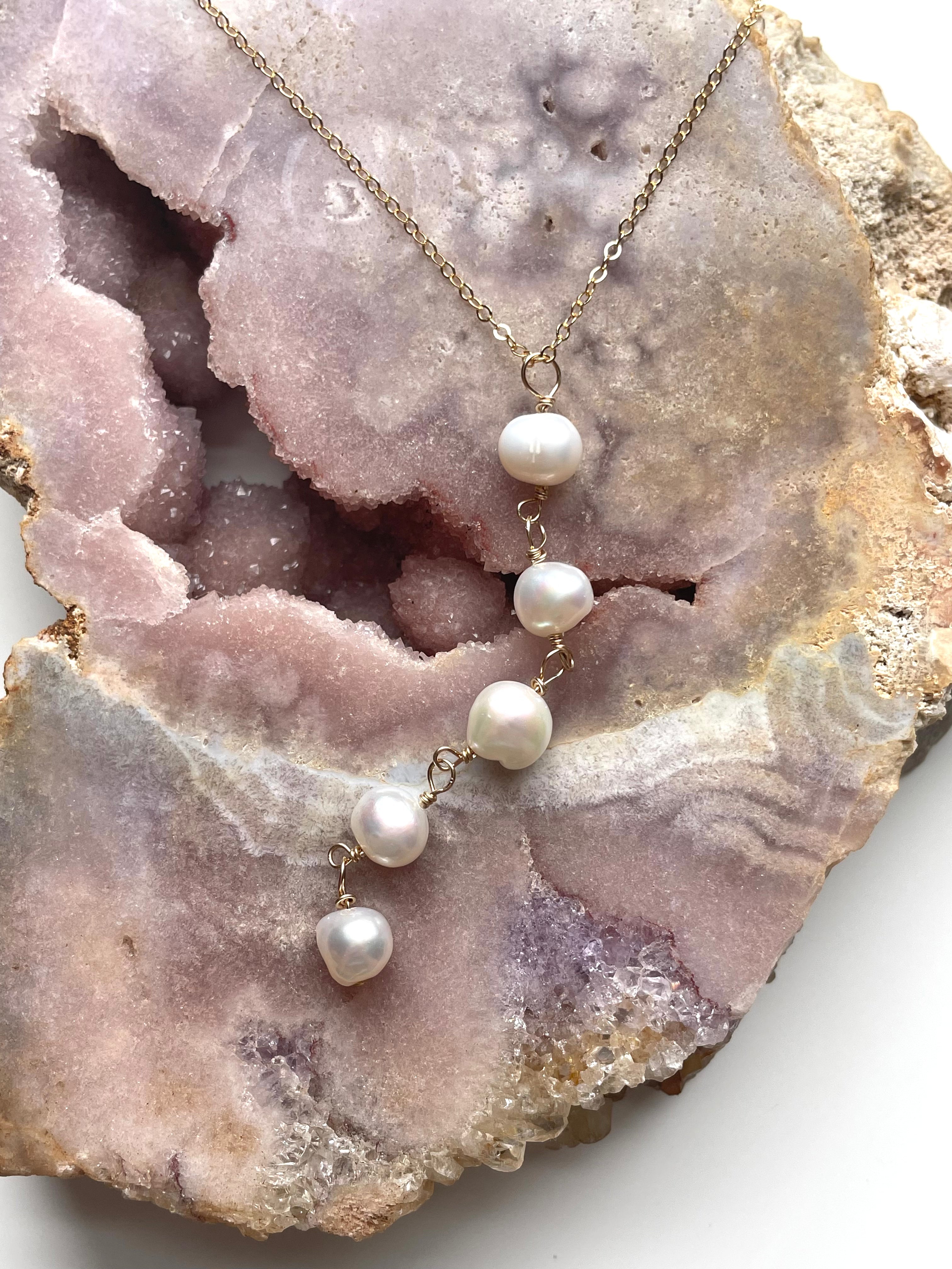 Elegant Pearl Lariat Necklace - Long Layering Pearl Chain for Women | Perfect for Weddings, Parties & Everyday Elegance