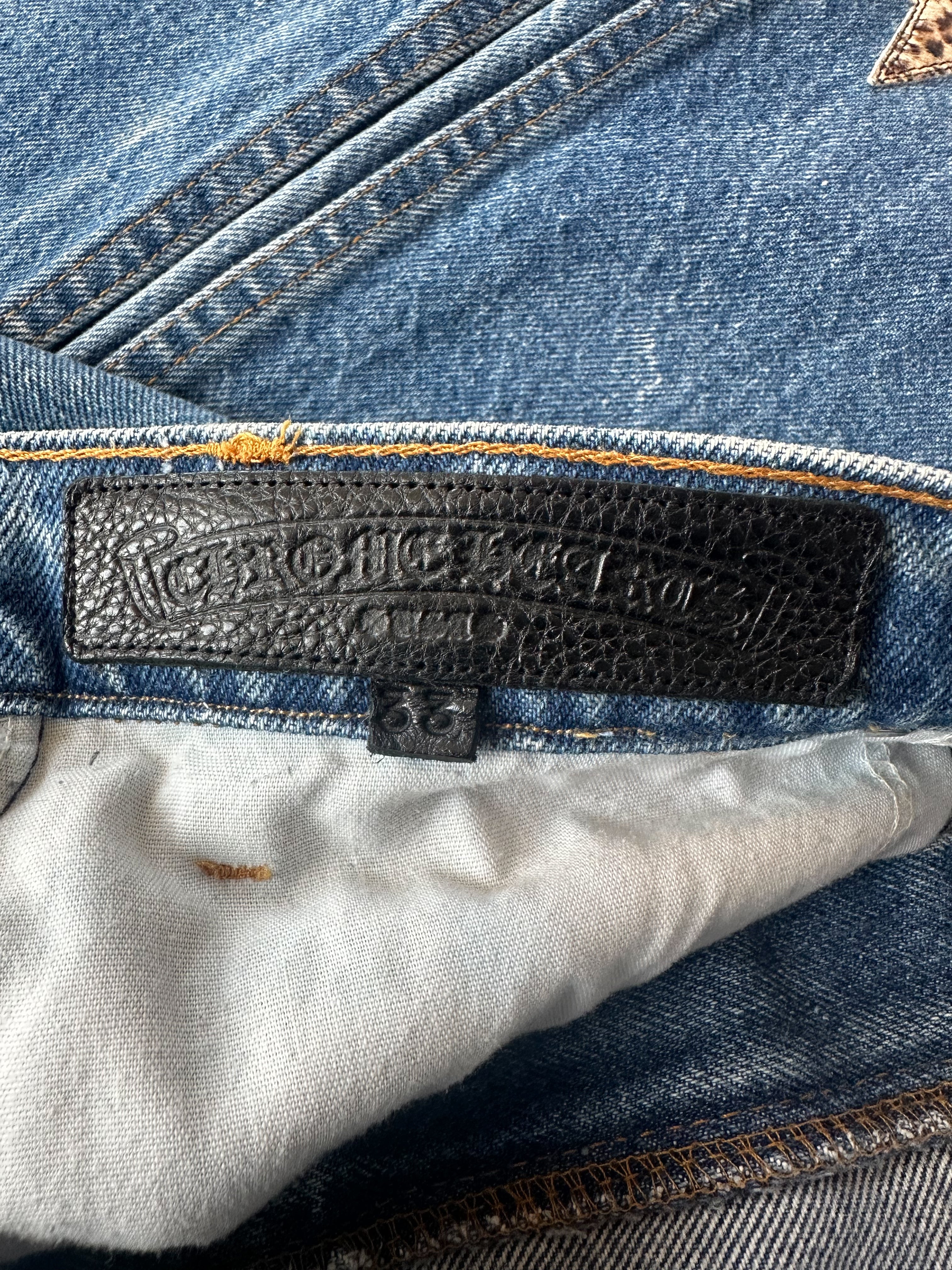 Chrome Hearts x Levi's Blue Cheetah Star Patch Jeans for Men & Women | Vintage Denim Pants with Unique Design | Perfect for Streetwear & Casual Outfits