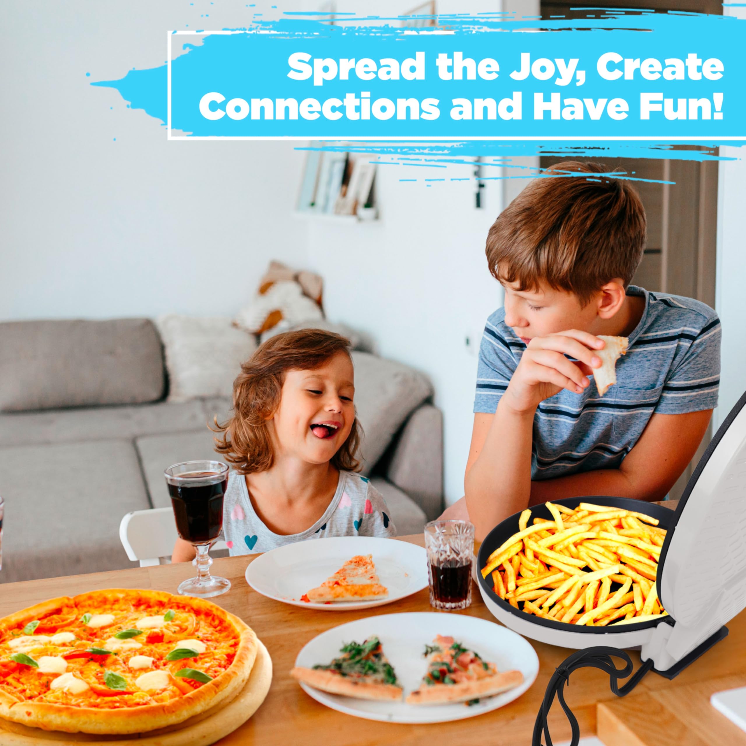 **Courant 12-Inch Electric Pizza Maker & Calzone Maker - Non-Stick Plates, Cool-Touch Handle, Indoor Countertop Oven for Home, School, or Dorm - Perfect for Quick Meals, Parties, and Family Gatherings**