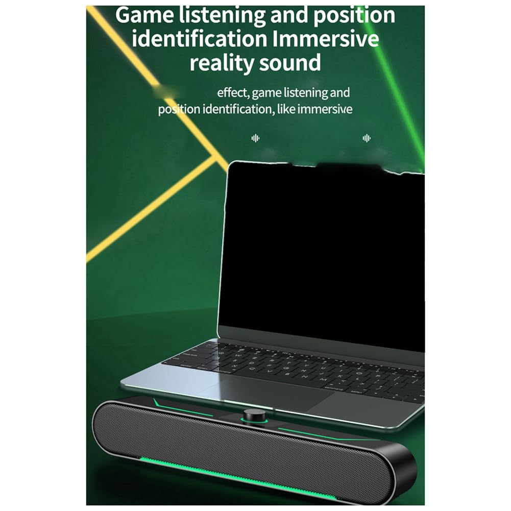 Kioball Gaming Computer Speakers with LED Lights - High Volume Desktop Stereo Soundbar for PC, Laptop, Music & Movies | Perfect for Gaming Setup, Home Office & Entertainment Systems