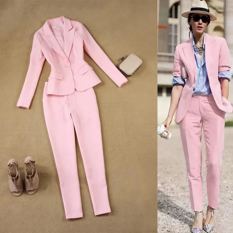 Trendy Pink Pantsuit for Women - Elegant Office Wear & Evening Outfits | Comfortable Stretch Fabric for Business Meetings & Special Occasions