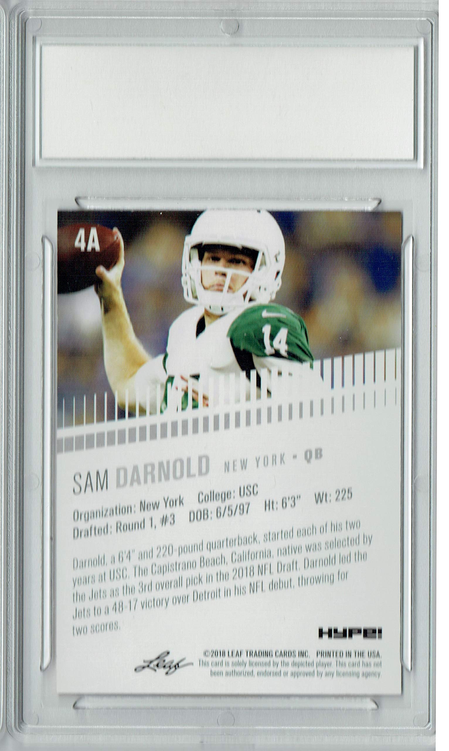 2018 Leaf HYPE! Sam Darnold #4A Masterpiece True 1 of 1 Rookie Card PGI 10 - Perfect for NFL Collectors, Sports Memorabilia Displays & Investment Collections