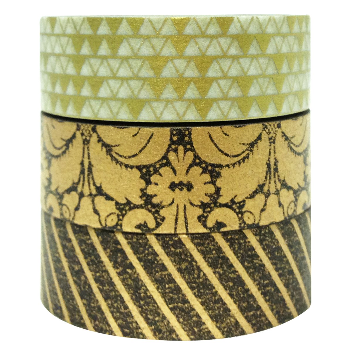 Allydrew Holiday Washi Tape Set - 3 Rolls Decorative Masking Tapes for Scrapbooking, Journaling & Gift Wrapping (Imperial Gold) - Perfect for DIY Crafts, Bullet Journals & Christmas Decorations