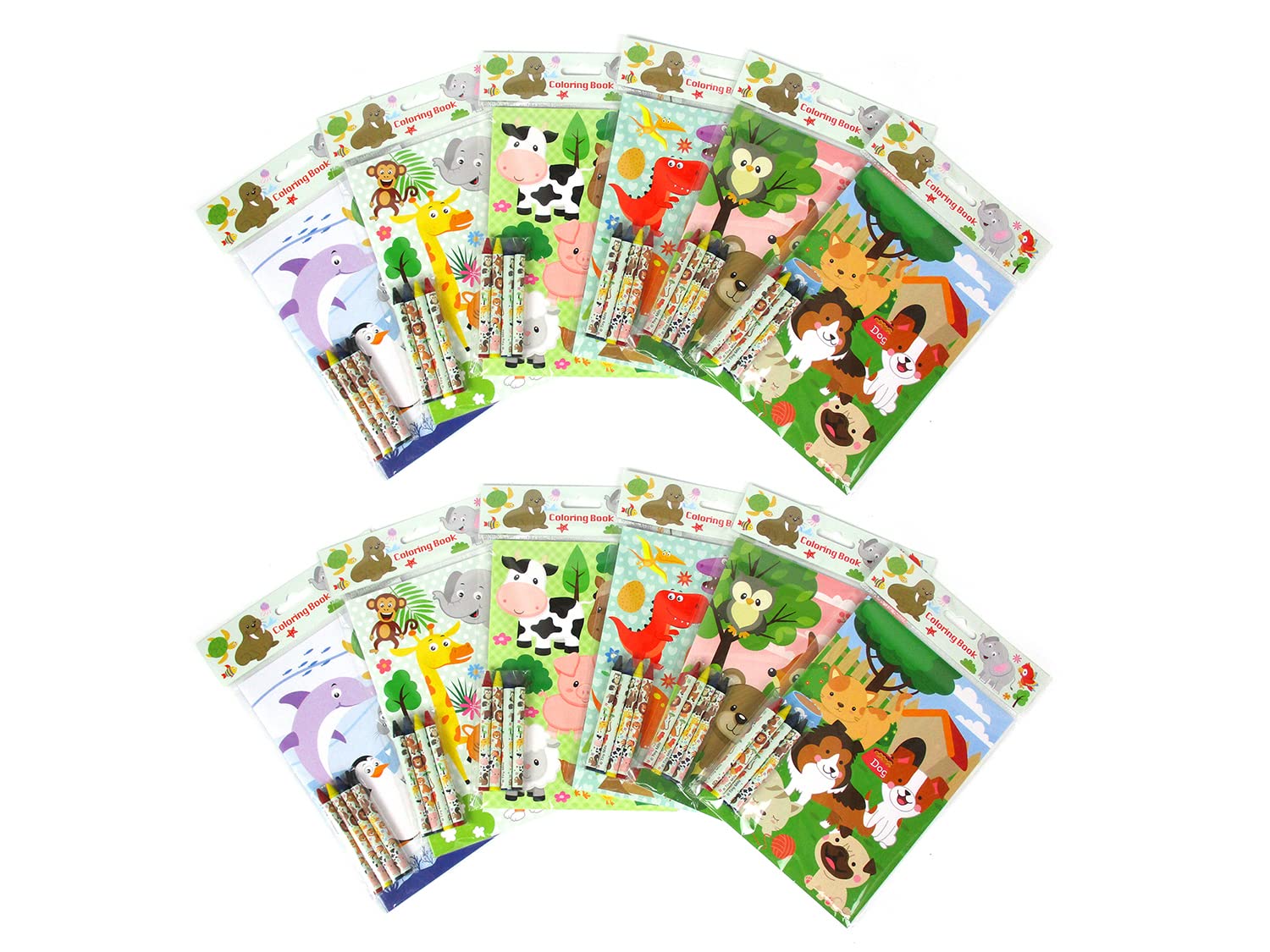 Animal Coloring Books for Kids - 12 Books & 48 Crayons - Party Favors & Classroom Rewards for Birthday Gifts