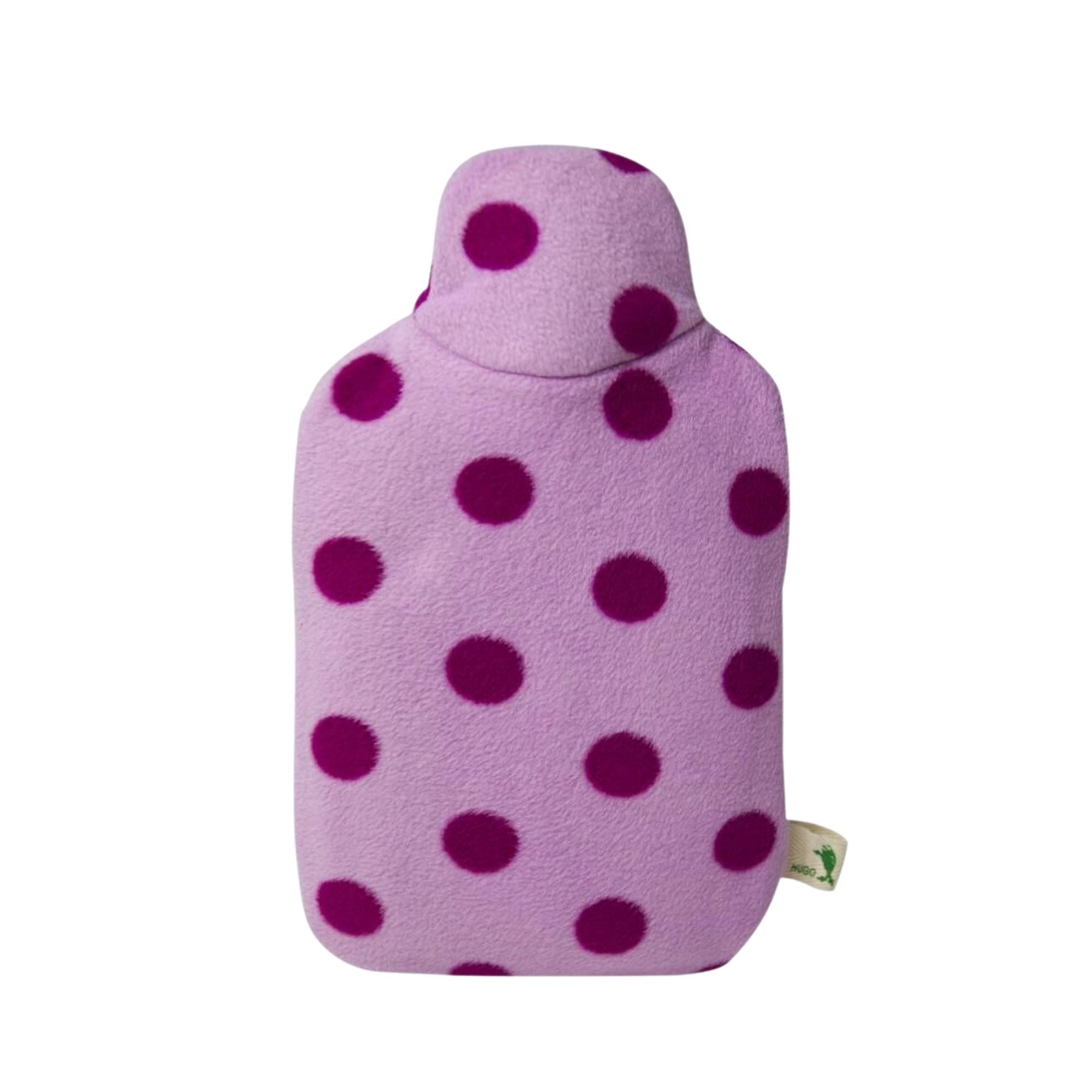 0.8L Eco-Friendly Hot Water Bottle with Soft Purple Polka Dot Fleece Cover - Rubber-Free, Natural Pain Relief for Cramps & Cold Weather - Perfect for Winter Nights, Period Comfort & Cozy Home Use