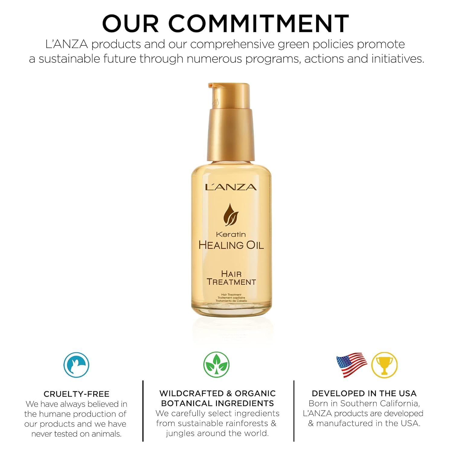 L'ANZA Keratin Healing Hair Oil Treatment - Sulfate Free, Cruelty Free Hair Care with Phyto IV Complex for Damaged Hair - Revives, Nourishes & Repairs Dry, Frizzy Hair - Perfect for Salon-Quality Treatment at Home, Daily Hair Protection & Styling