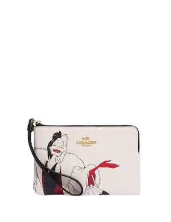 Coach Disney X Coach Corner Zip Wristlet with Cruella Motif - Stylish Crossbody Bag for Women, Perfect for Parties, Travel & Everyday Use