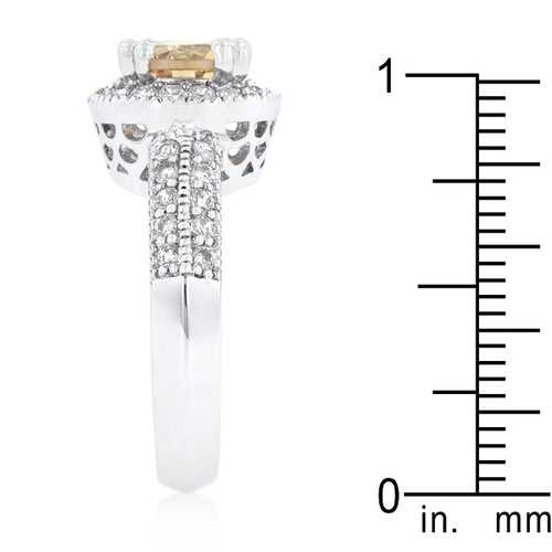 Elegant Champagne Halo Engagement Ring - 14K Gold Diamond Wedding Band for Women | Perfect for Proposals, Anniversaries & Special Occasions