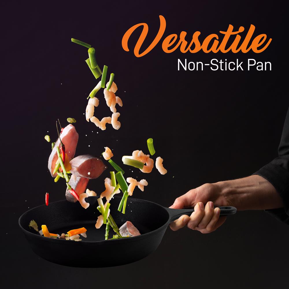 Premium Cast Iron Skillet Pan Set - 3-Piece Nonstick Cookware for Oven, Stovetop & Camping - Pre-Seasoned Cast Iron Frying Pans with Ergonomic Handle for Grilling, Baking & Outdoor Cooking