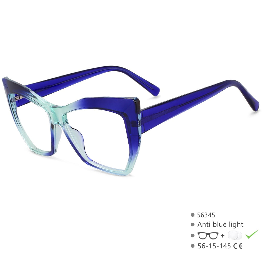 CCspace Women's Full Rim Square Cat Eye Titanium Eyeglasses Frame - Lightweight TR90 Material for Comfort - Perfect for Office, Reading & Fashion Accessories