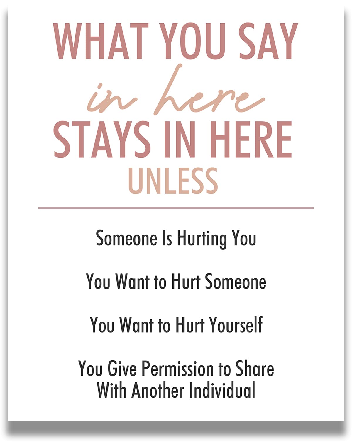 Therapy Office Wall Decor - 'What You Say In Here Stays In Here' Mindfulness Canvas Art for Counseling Offices & Mental Health Professionals - 32x40 Ready to Hang - Perfect for Psychologists, Therapists & School Counselors (Ideal for Creating a Safe, Confidential Therapy Space)