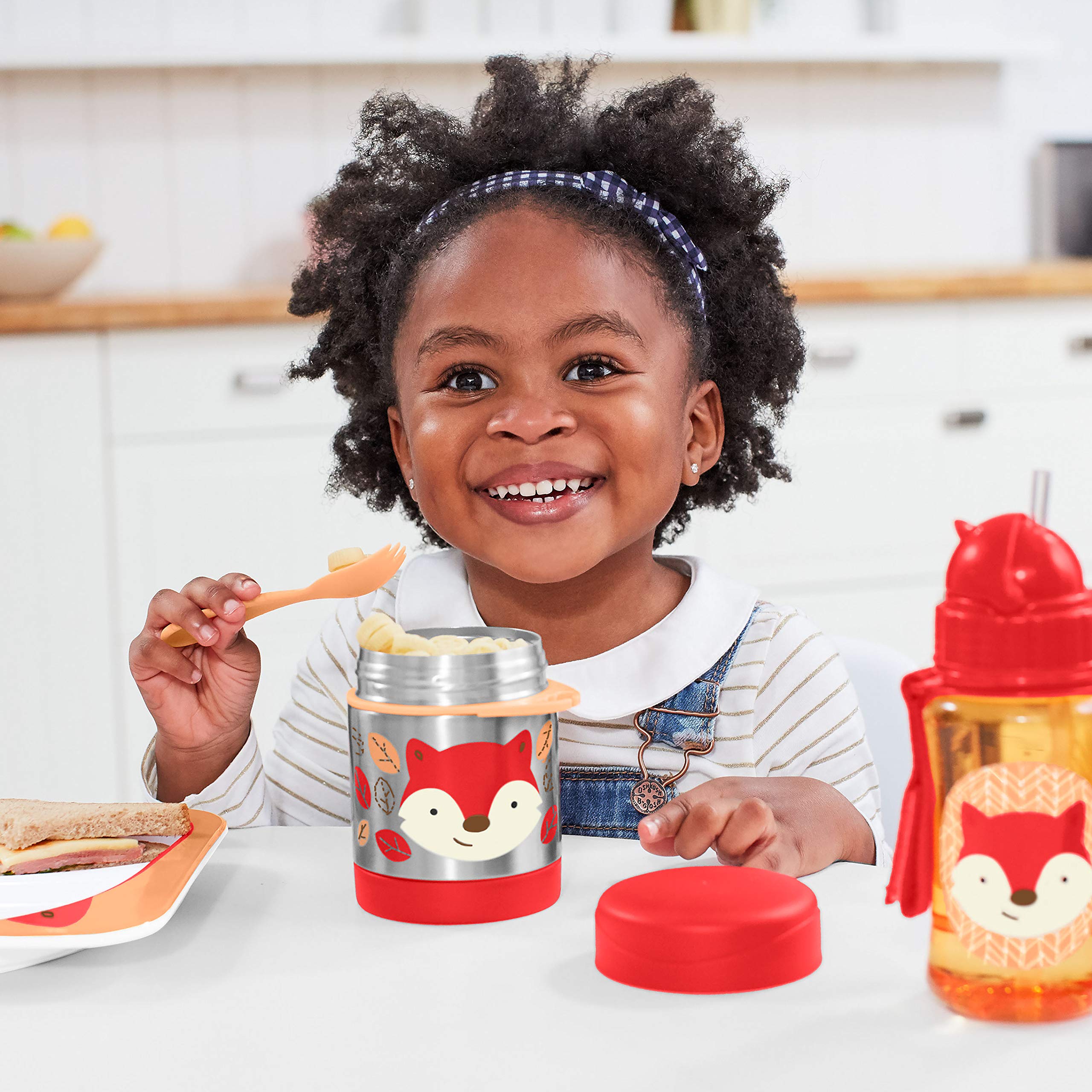 Skip Hop Baby Zoo Insulated Food Jar & Spork Set for Toddlers - BPA-Free, Leak-Proof, Microwave Safe - Bat & Fox Design (252392) - Perfect for Daycare, Picnics & On-the-Go Meals