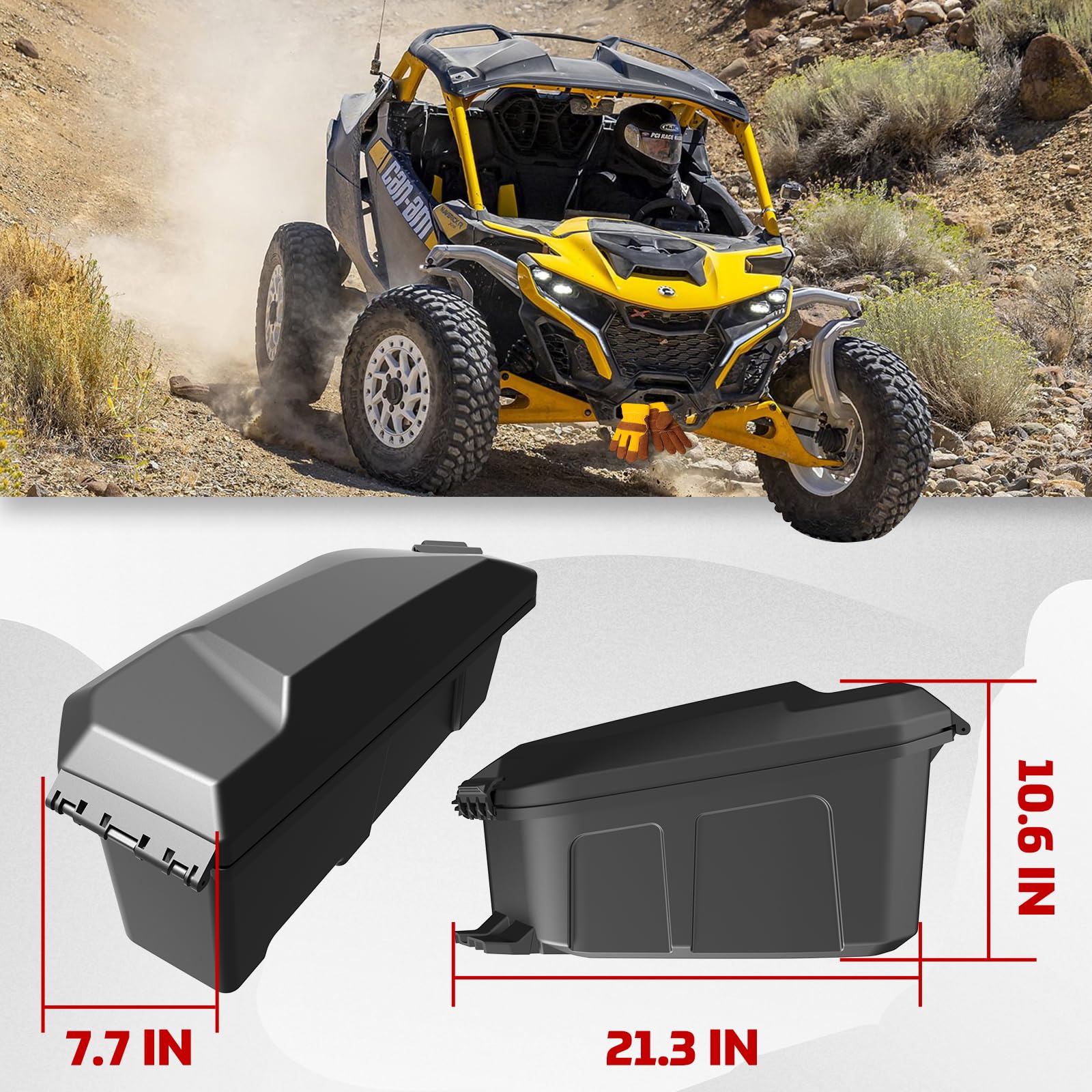 2024-2025 Can-Am Maverick R/X/XRS Rear Side Cargo Storage Boxes - 13.5L LinQ Bed Removable Storage Bin (2-Pack) - Replacement for #715007372 - Perfect for Off-Road Gear Organization & UTV Accessories Storage