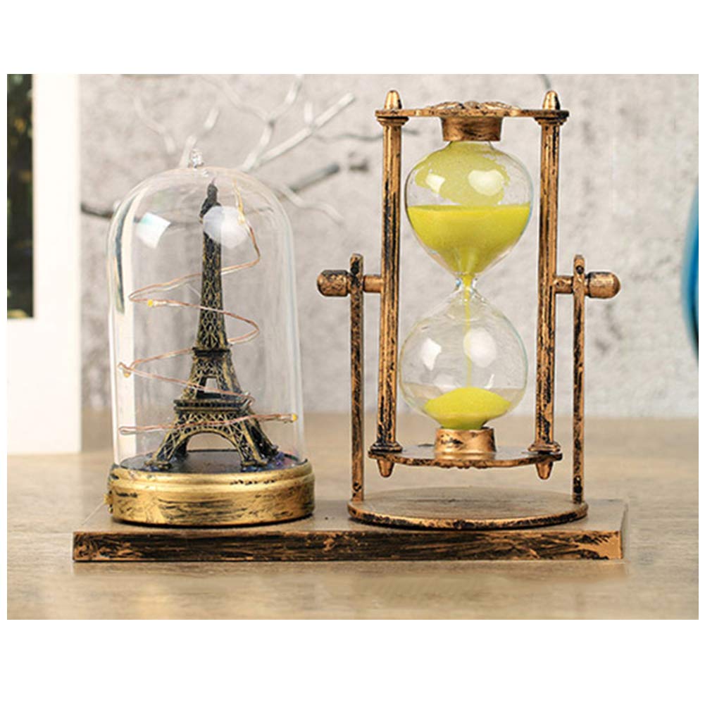Vintage Hourglass Necklace Jewelry Set - 2Pcs Sand Timer Light Tower Desk Decor for Home, Office, Classroom | Perfect for Kids Games, Holiday Gifts & Decoration (Golden)