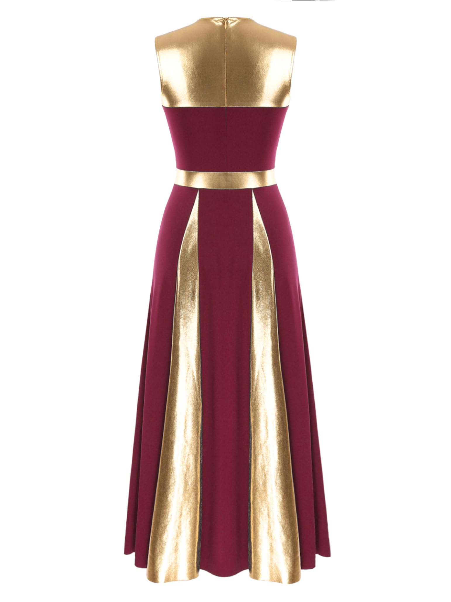 Women's Sleeveless Metallic Praise Dance Dress - Lyrical Worship Costume, Liturgical Robe Tunic for Church Performances & Spiritual Gatherings