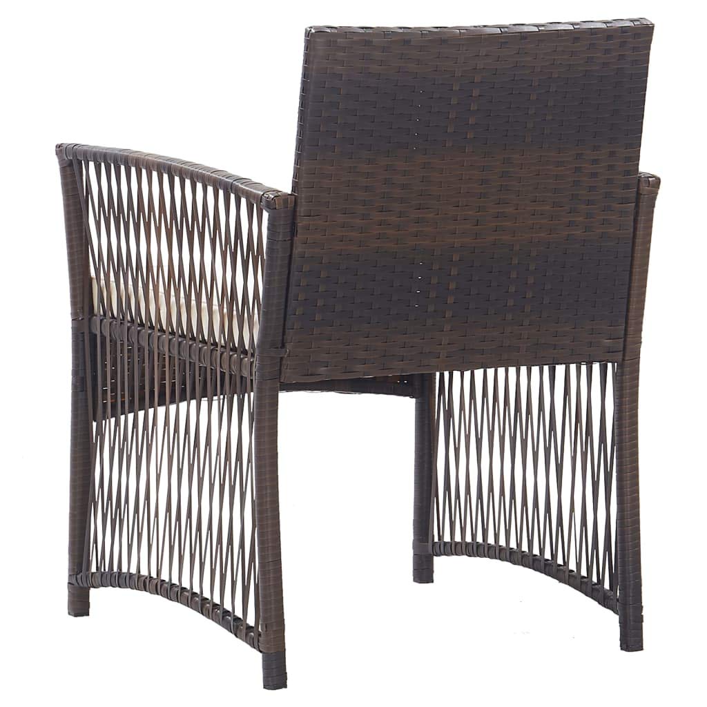 SKM 2-Piece Brown Poly Rattan Patio Armchairs with Cushions - Outdoor Garden, Poolside, and Balcony Furniture Set for Relaxing