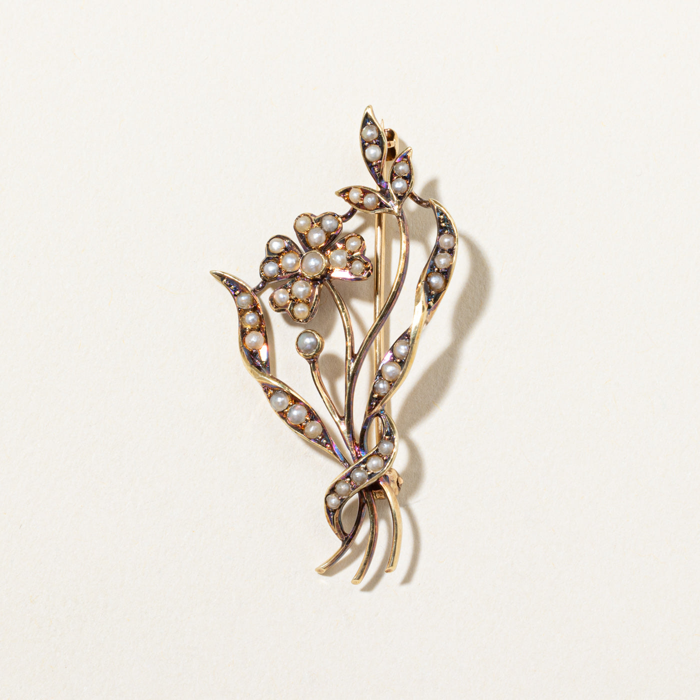 Vintage Edwardian Floral Seed Pearl Brooch - Antique Jewelry for Women - Perfect for Weddings, Parties & Special Occasions