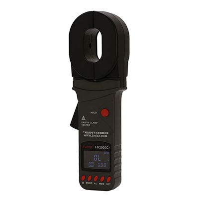 FR2000C+ 4-Digit LCD Digital Clamp Ground Resistance Tester - Multifunctional Earth Tester with 0.01Ω-1200Ω & 0.00mA-20.0A Measurement, USB Software - Perfect for Electrical Maintenance, Industrial Safety Testing and Power System Diagnostics