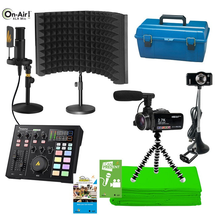 HamiltonBuhl Professional Media Production Studio Kit - Ultra Deluxe Toolkit with XLR Microphone for Podcasting, YouTube Videos & Live Streaming