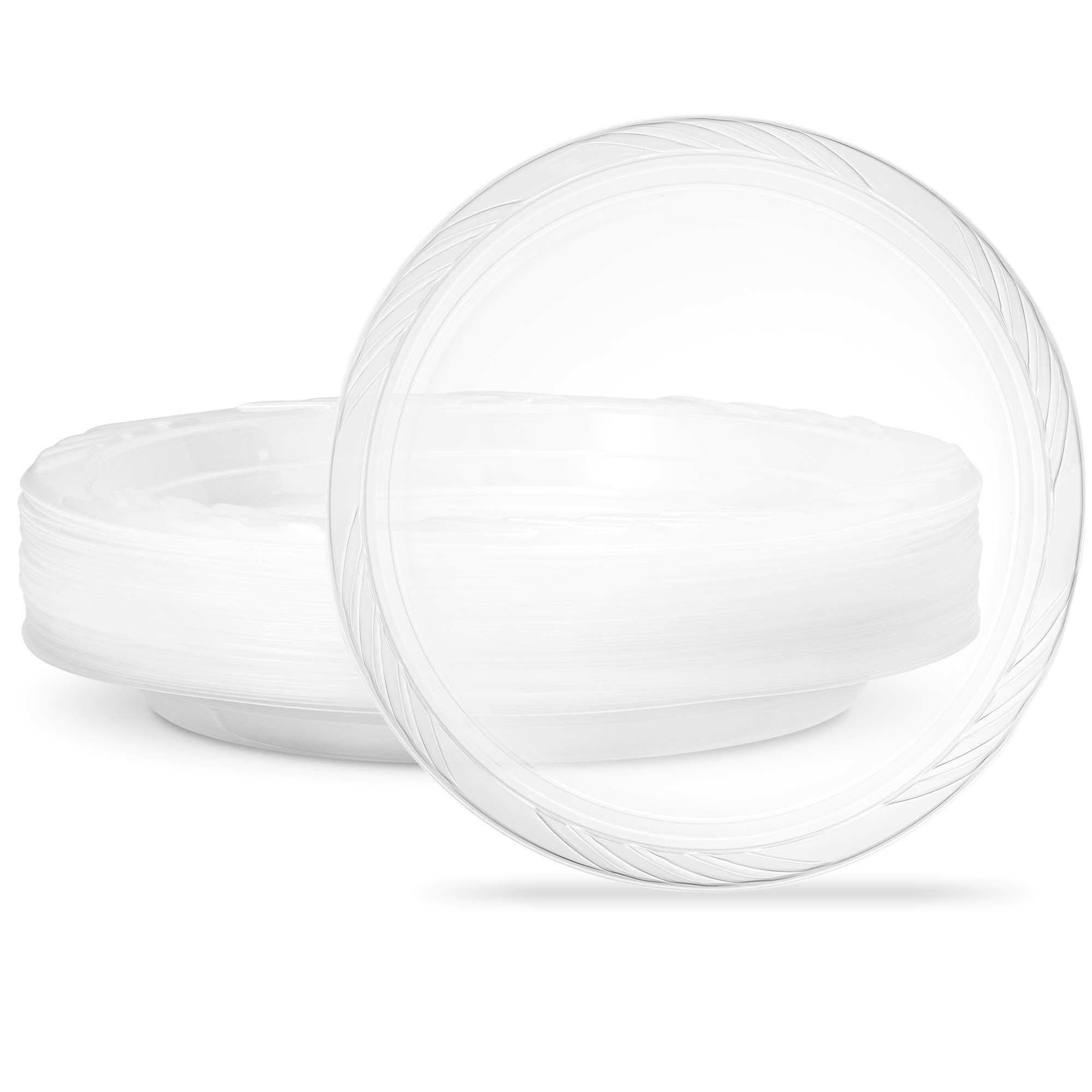 PLASTICPRO Premium Heavy Duty Clear Disposable Plastic Plates - 10 Inch, Pack of 480 - Shatterproof Dinner Plates for Parties, Picnics, BBQs & Catering Events