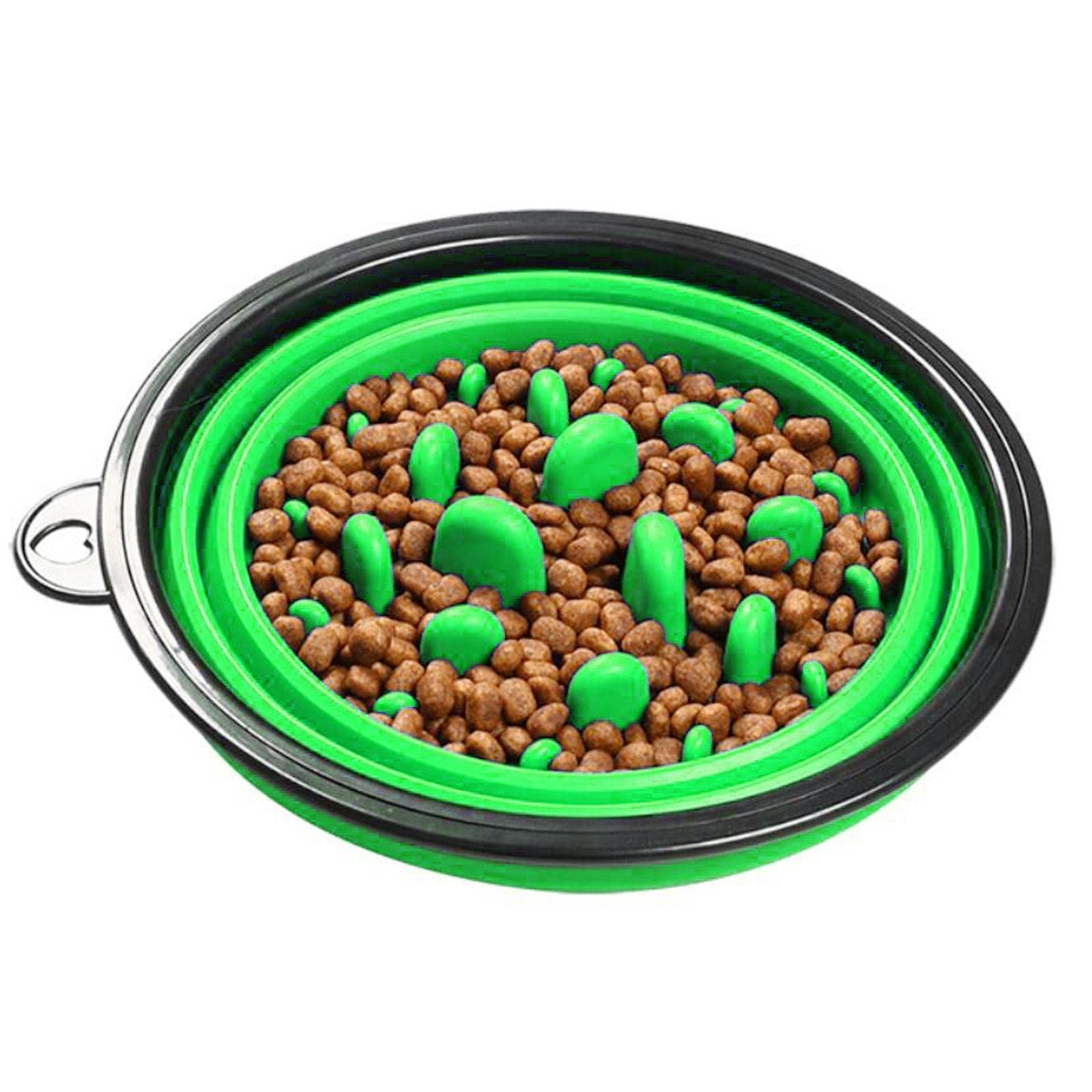 SECRET DESIRE Slow Feeder Dog Bowl - Collapsible Pet Food & Water Dish for Cats & Dogs - Anti-Choking Design for Fast Eaters - Perfect for Travel, Camping & Home Use (Green)