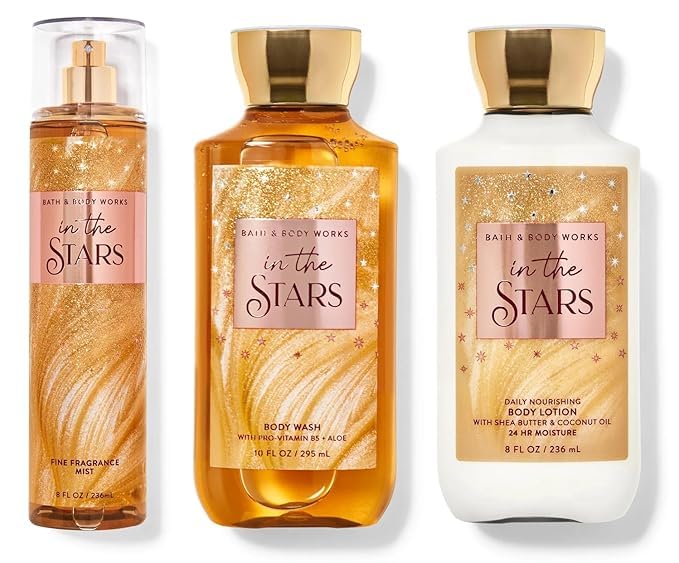 Bath & Body Works In the Stars Gift Set - Fine Fragrance Mist, Body Wash & Nourishing Lotion | Women's Perfume & Skincare Trio for Gifts, Self-Care & Daily Use