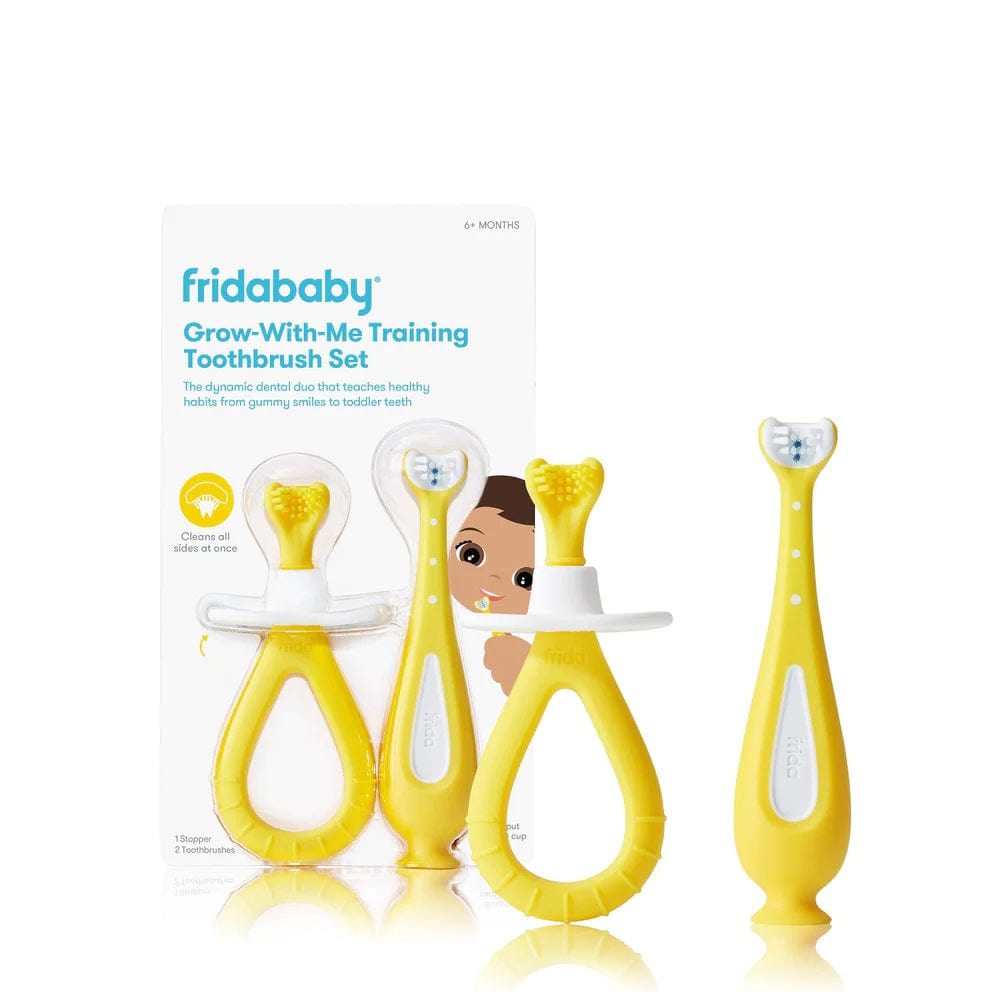 Fridababy Grow With Me Training Toothbrush Set for Toddlers - Soft Bristle Baby Toothbrush Kit with Storage Case - Perfect for First Teeth Care & Oral Hygiene (Ideal for 6-24 Months Old)
