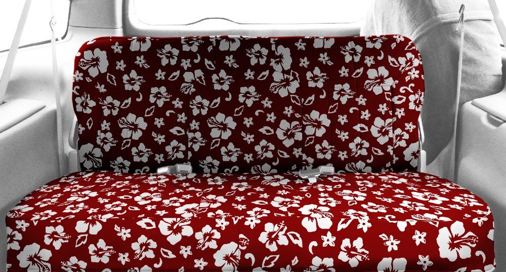 2005-2006 Jeep Wrangler NeoSupreme Rear Bench Seat Covers - Durable Solid Design with Hawaii Red Insert & Trim | Perfect for Off-Roading, Camping & Adventure Travel