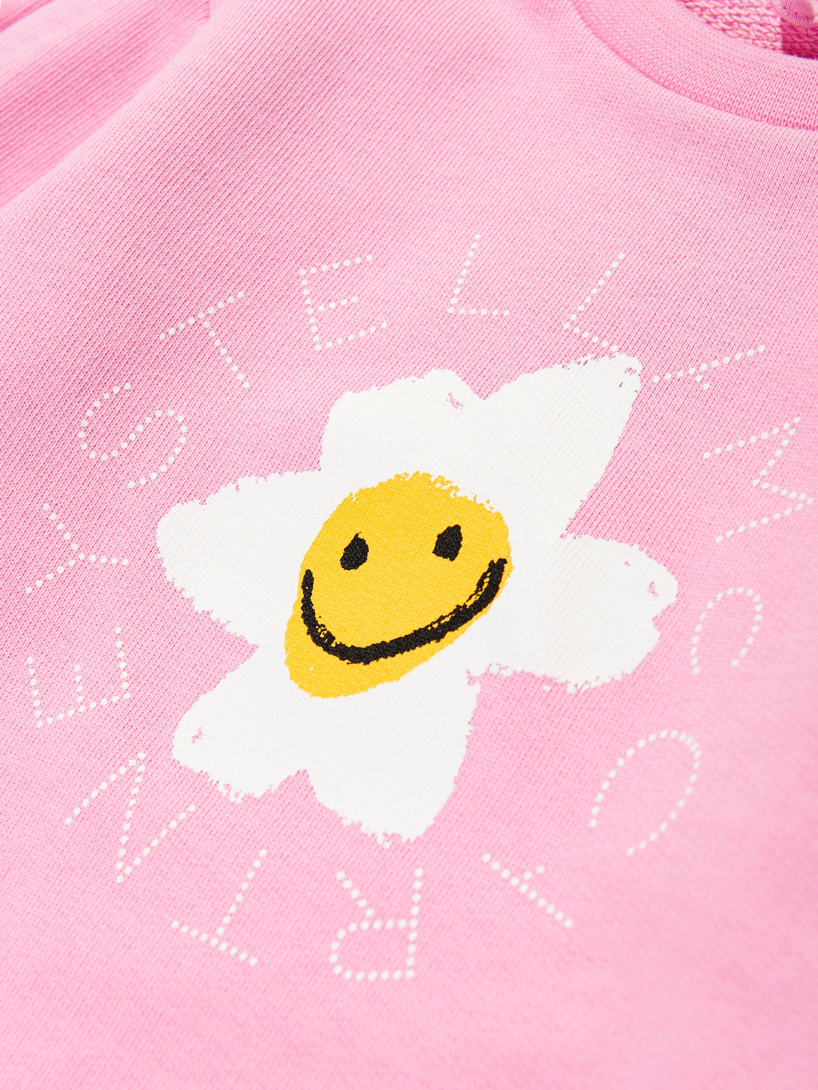 Adorable Pink Daisy Logo Sweatshirt for Baby Girls - Soft Cotton Pullover for Playdates & Family Outings