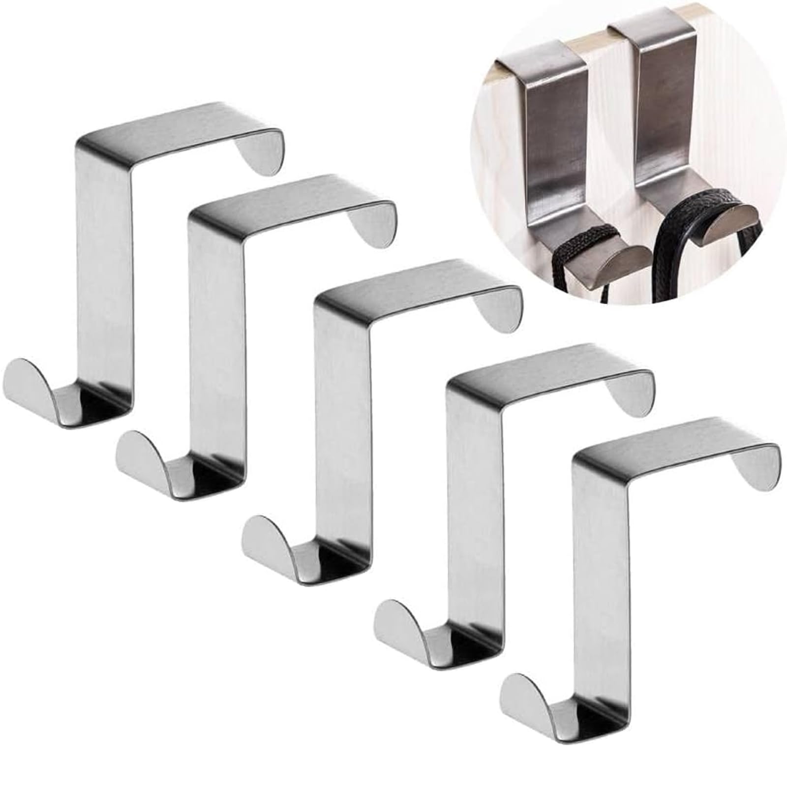 YAWALL 5 Pack Over The Door Hooks - Heavy Duty Z-Shaped Metal Hangers for Kitchen Towels, Clothes & Coats (4/2cm) - Space Saving Cabinet & Closet Organizer for Bedroom, Bathroom & Laundry Room