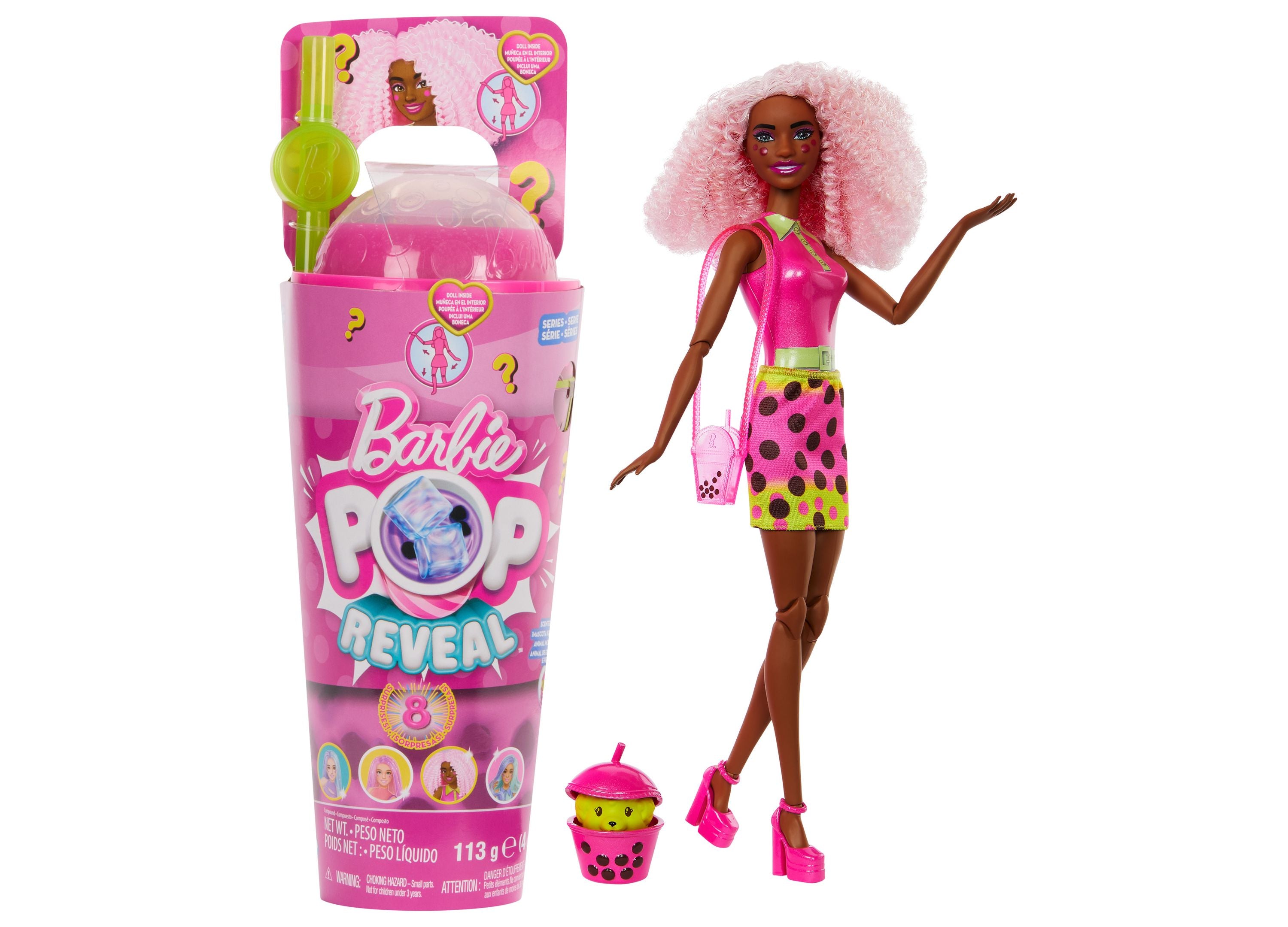 Barbie Pop Reveal Bubble Berry Bliss Scented Tea Series Fashion Doll with 5 Surprise Accessories - Perfect for Kids Birthday Gifts & Collectible Display