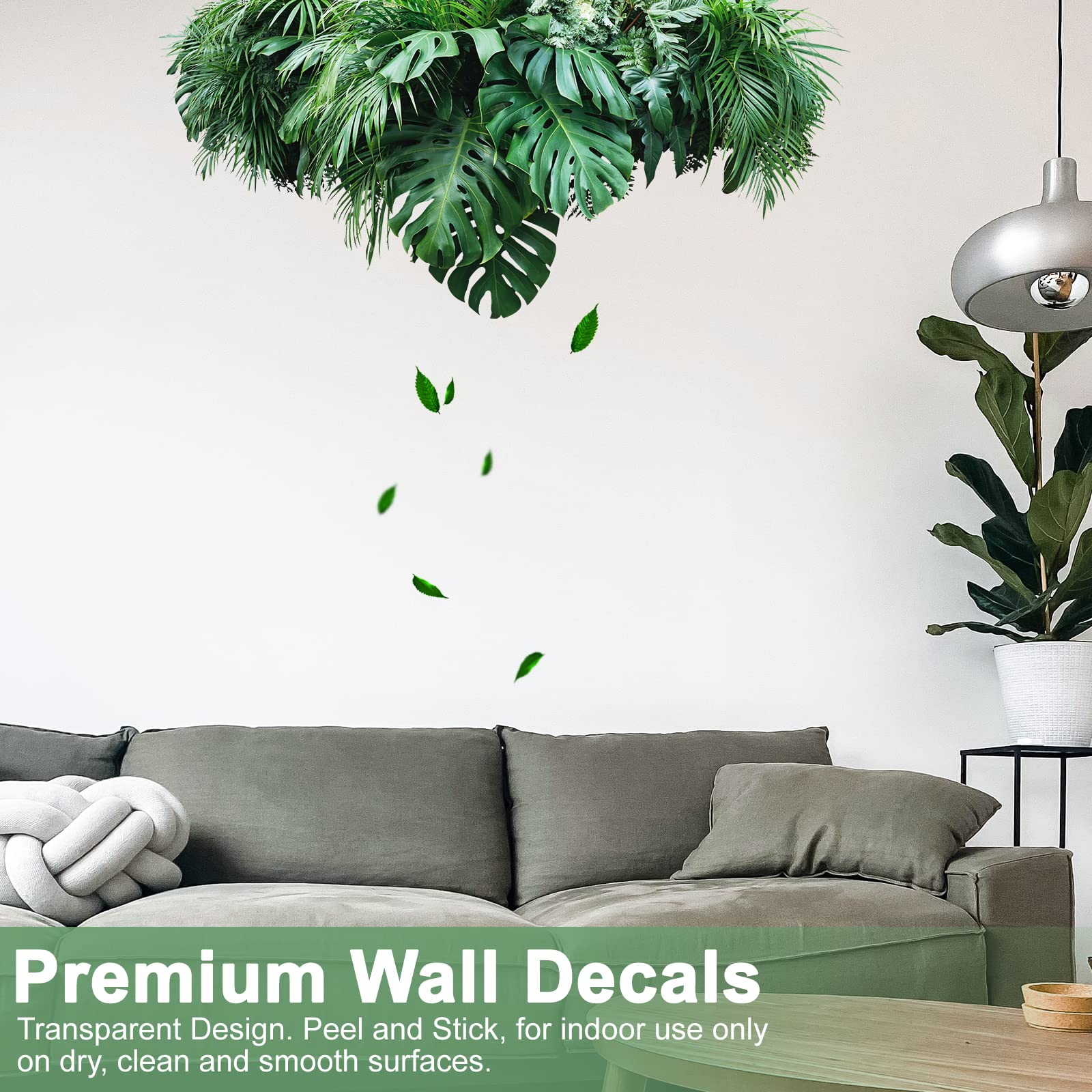 Realistic Tropical Green Leaves Wall Decals | Jungle Palm Plant Stickers for Living Room, Kids Room, Bedroom & Playroom Decor | Perfect for Nature-Themed Nursery, Boho Home Design & Jungle Party Decorations