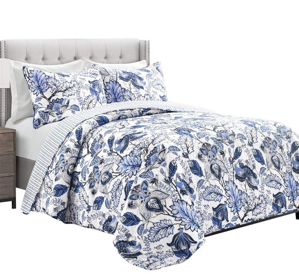 Lush Decor Reversible Quilt Set - Full Queen, Blue for Cozy Bedrooms