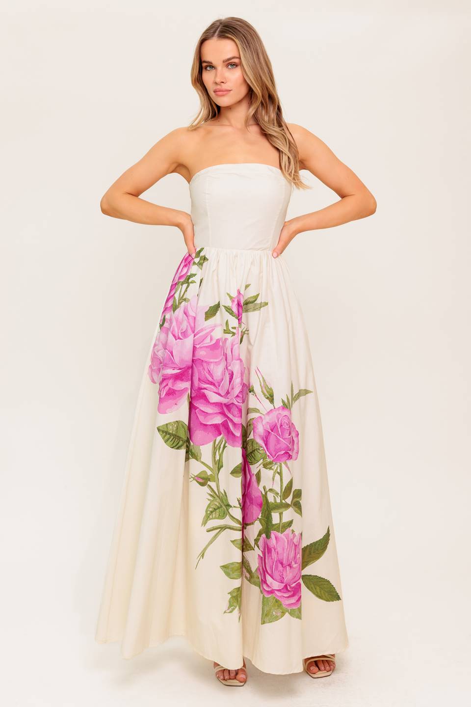 Strapless Floral Maxi Dress - Lightweight Summer Beach Dress for Women | Perfect for Vacations, Weddings & Outdoor Events