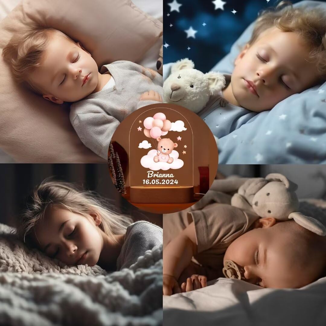 Personalized Night Light for Kids - Custom Name Baby Night Lamp, Dimmable Nursery Light for Boys & Girls | Perfect for Newborn Gifts, Birthday Presents, Baptism & Nursery Decor | Style 3