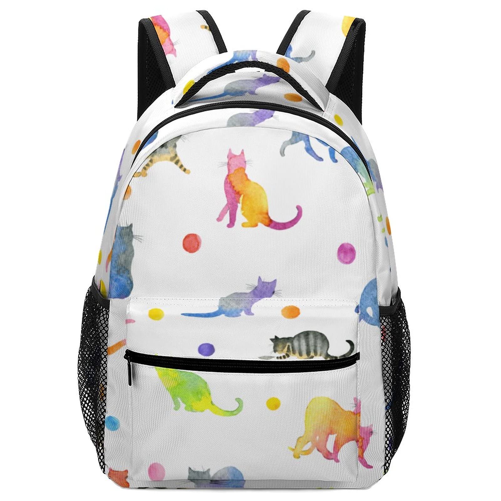 Watercolor Cat Print Backpack - Stylish Laptop School Bag for Men, Women & Teens - Perfect Gift for Cat Lovers - Great for Travel, Work & College
