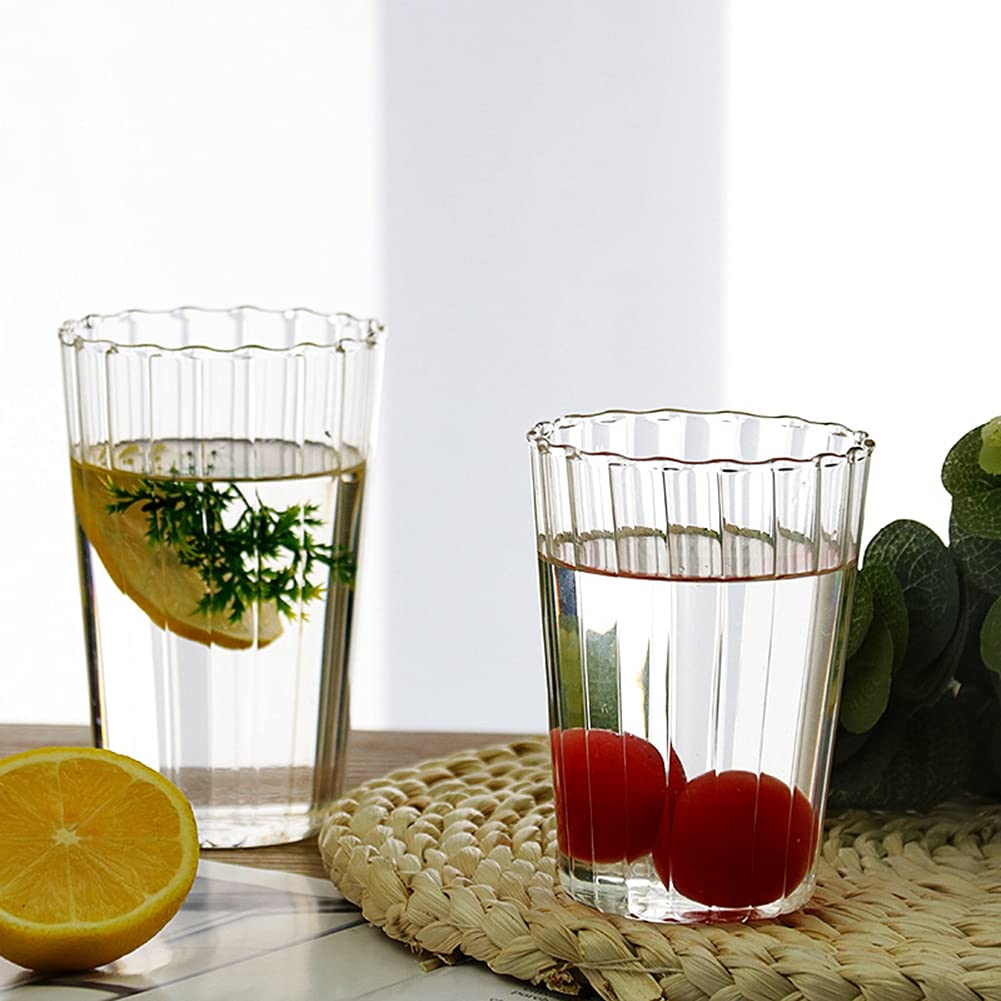 Elegant Wave Shaped Clear Crystal Glass Creamer Pitcher - Coffee Milk Creamer Jug with Embossed Stripe Design - Perfect for Serving Coffee, Milk, Tea, and Sauces in Kitchen, Dining Room, or Restaurant