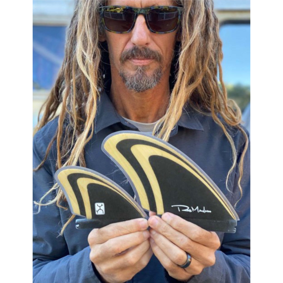 **ENDORFINS QUAD Machado Seaside Quad Fin - Single Tab Bamboo/Black - Compatible with FUTURES Fin Box - Perfect for Surfing, Shortboards, and Performance Waves**