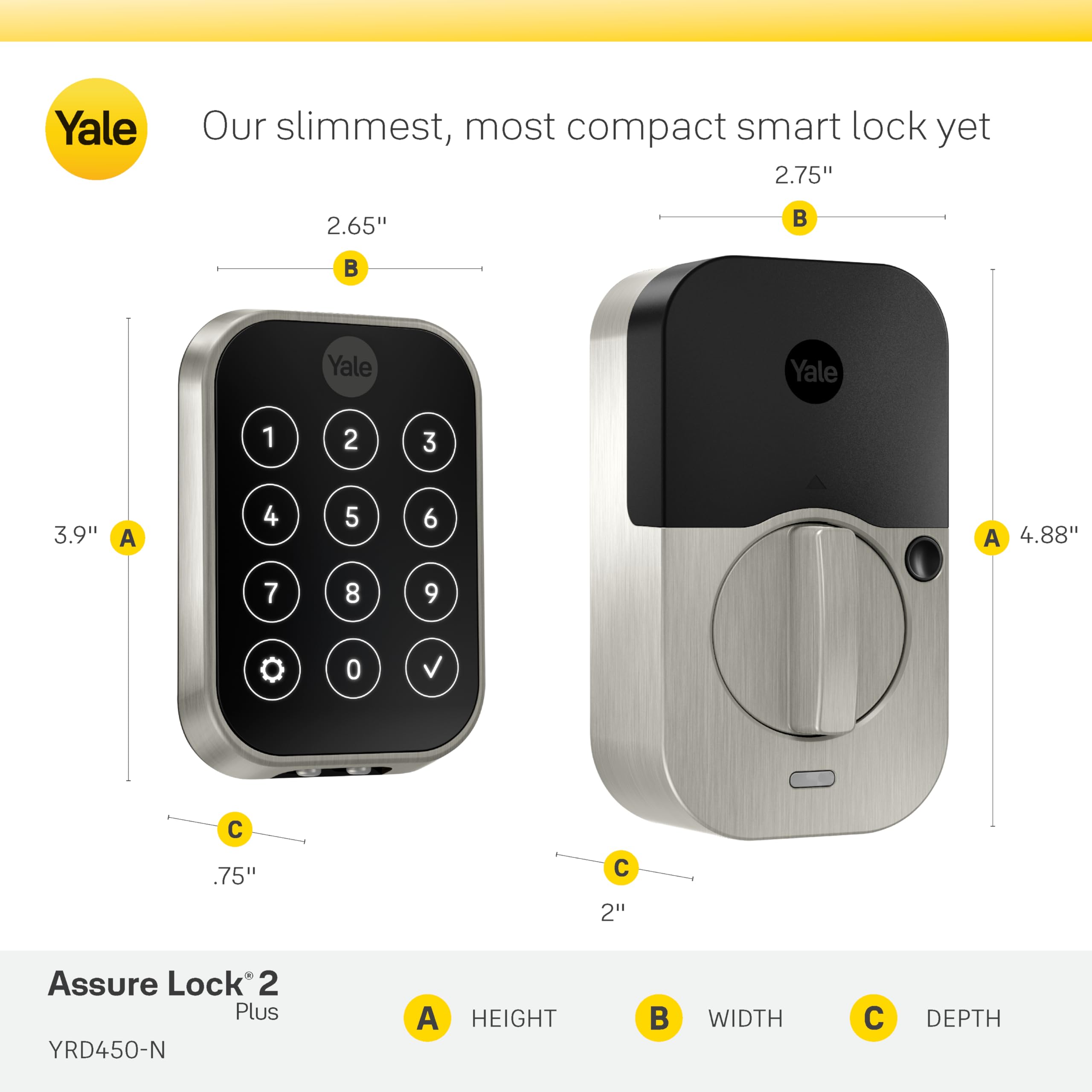 Yale Assure Lock 2 Plus Smart Deadbolt with Apple Home Key - Keyless Entry Door Lock with Touchscreen Keypad, Auto-Unlock & HomeKit Compatibility (Black, No Wi-Fi, Requires Apple Home Hub) - Secure Smart Home Access for Front Doors, Apartments & Vacation Rentals