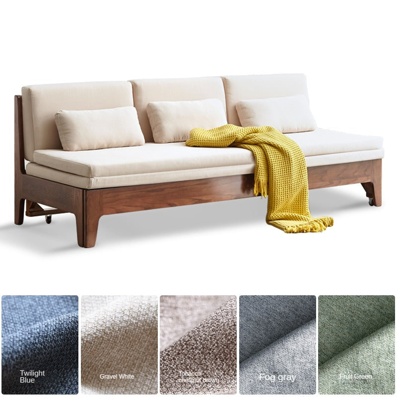 Solid Oak Wood Sofa Bed - Foldable & Convertible for Living Room, Guest Room, or Small Spaces - Multi-Functional Furniture for Comfort & Style