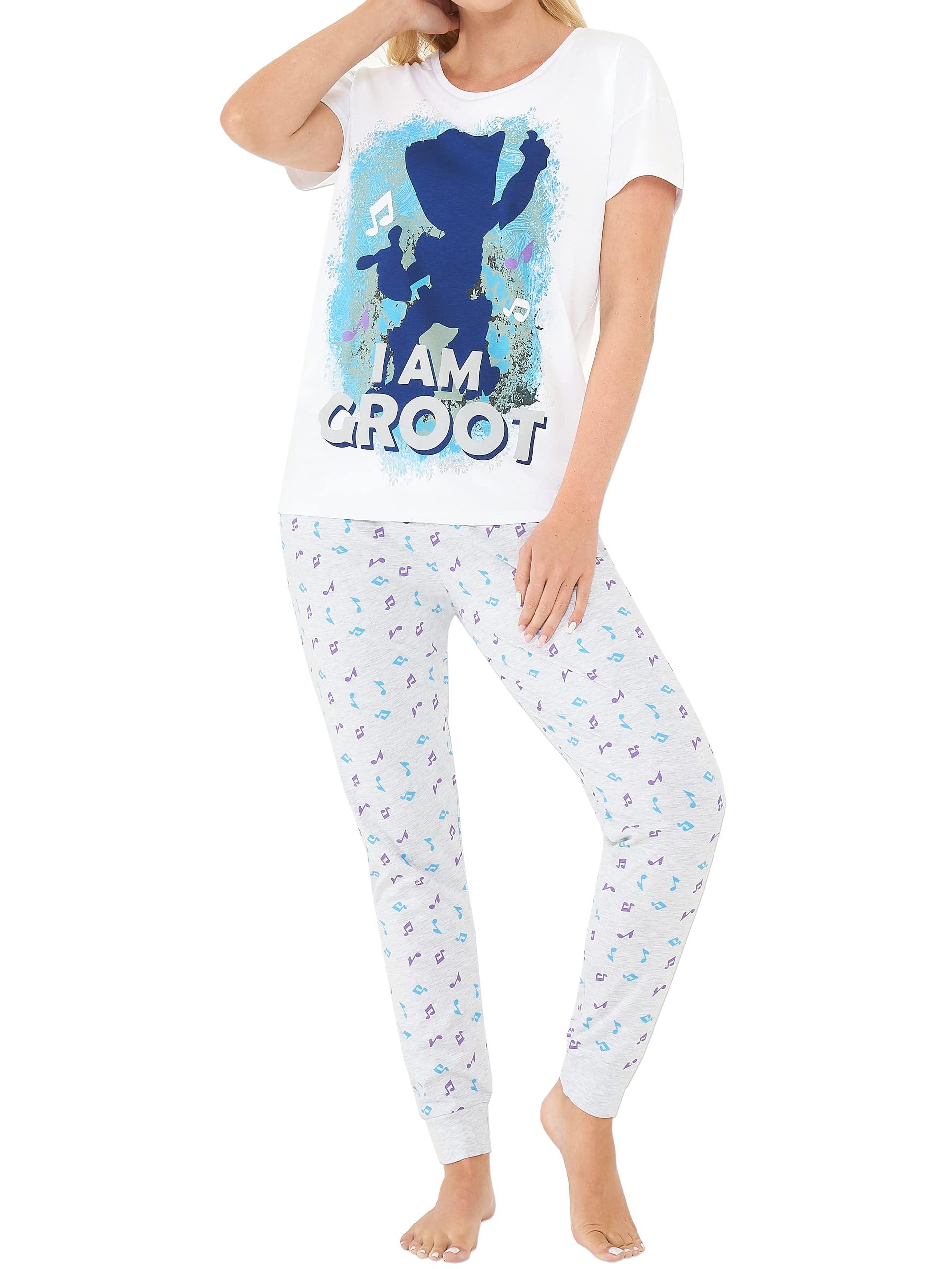 Marvel Women's Groot Pajama Set - Soft & Comfortable Sleepwear for Women - Perfect for Lounge, Sleep & Marvel Fans
