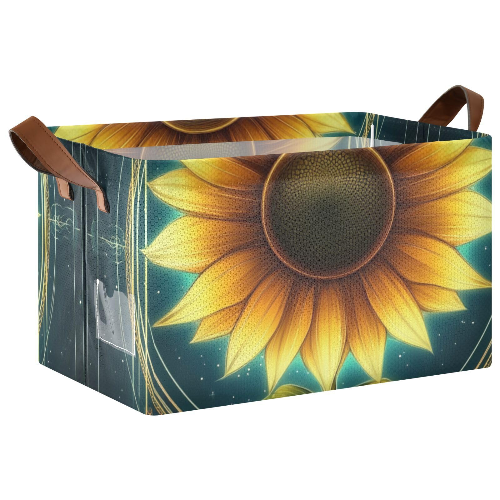 Sunflower Neon Tarot Foldable Storage Baskets - 2 Pack for Closet, Pantry & Office