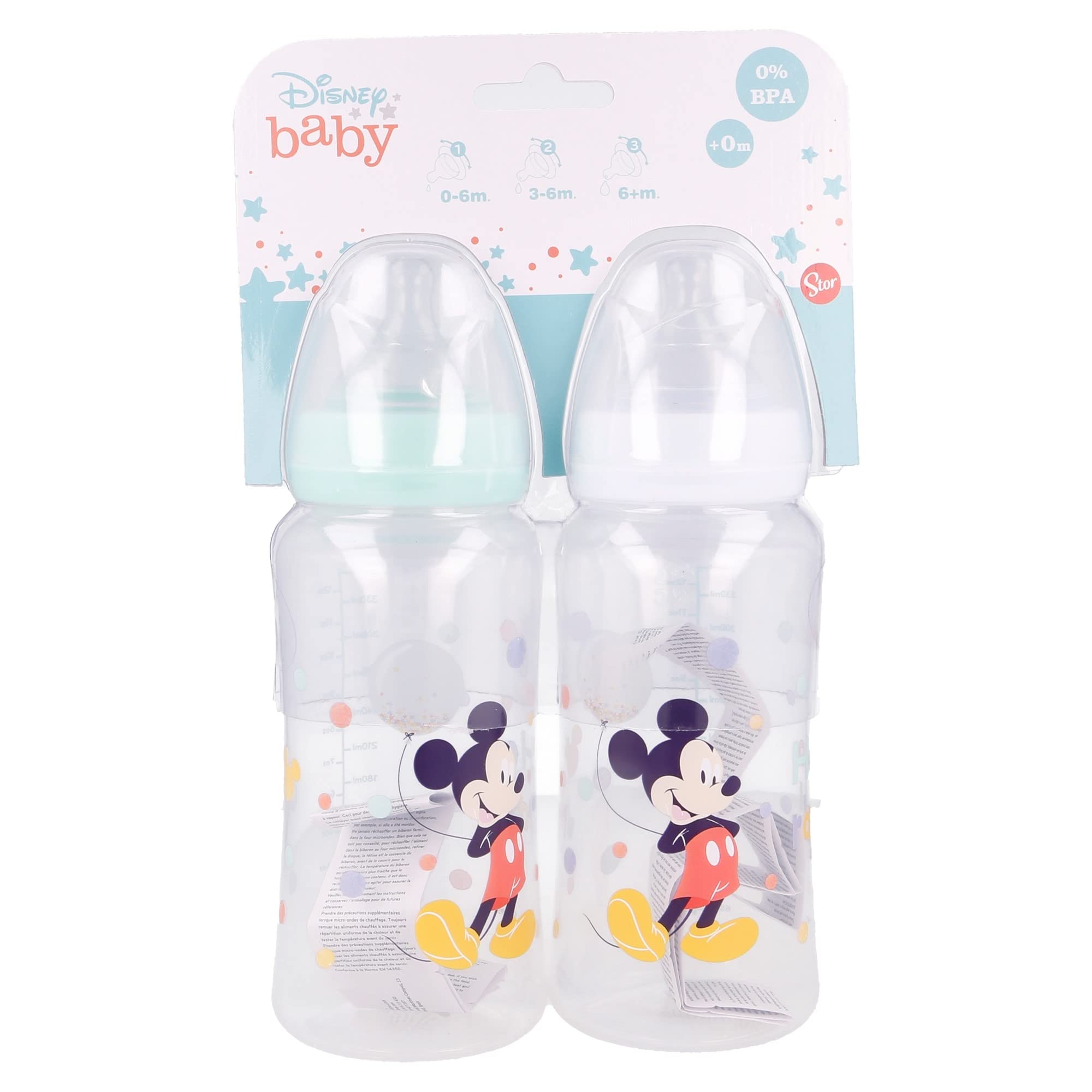 2-Pack 360ml Mickey Mouse Silicone Baby Bottles with Round Nipples - BPA-Free Leakproof Feeding Bottles for Infants, Toddlers & Travel
