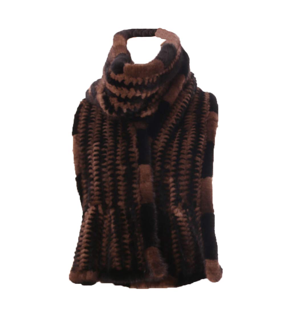 XUYUZUAU Women's Winter Scarf - Genuine Mink Fur Neck Warmer, Long Knit Wrap Neckerchief for Cold Weather, Party & Holiday Outfits | Perfect for Office, Travel and Special Occasions