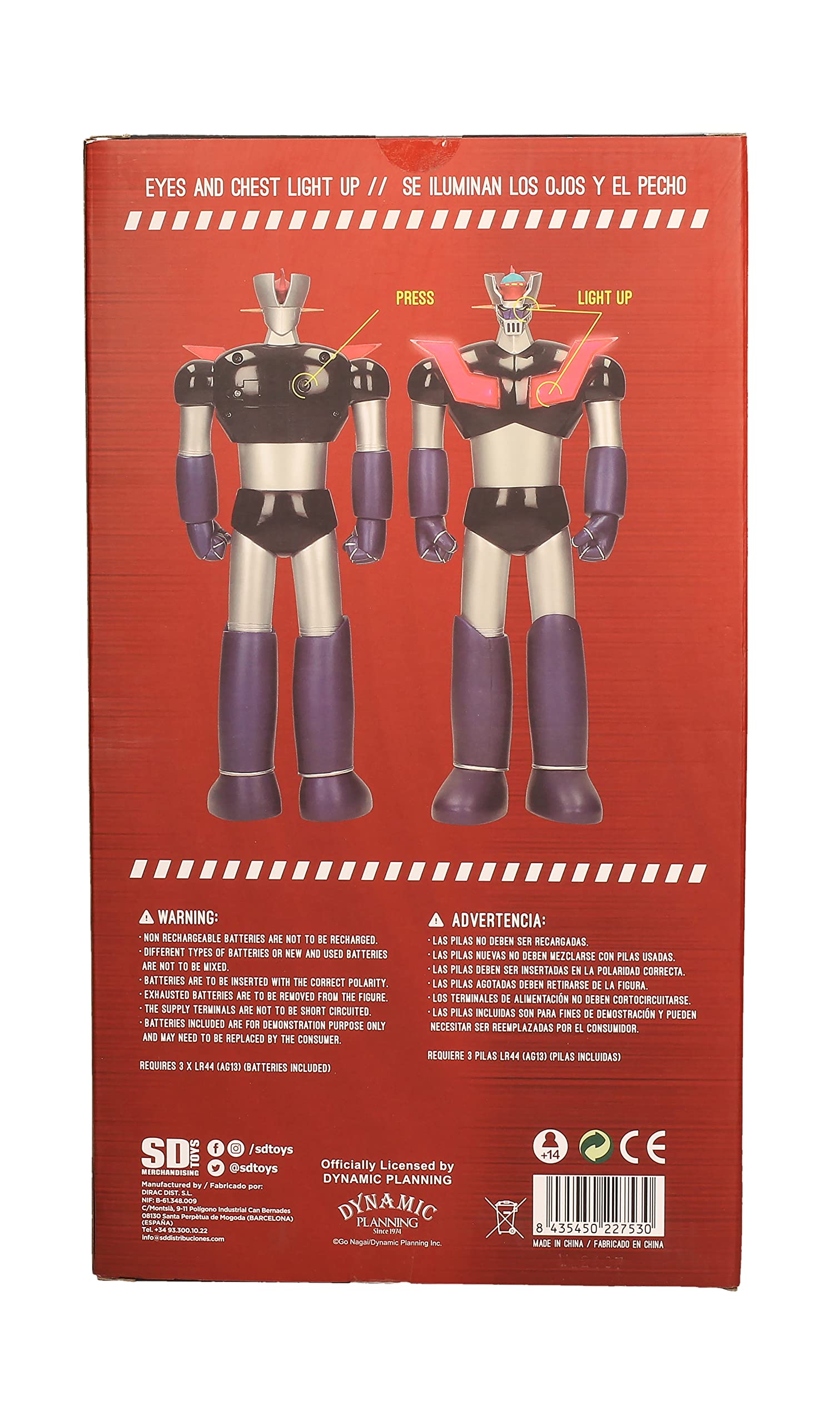 SD TOYS Mazinger Z 12-Inch Collectible Action Figure with LED Light Effects - Perfect for Anime Fans, Display & Gift Giving