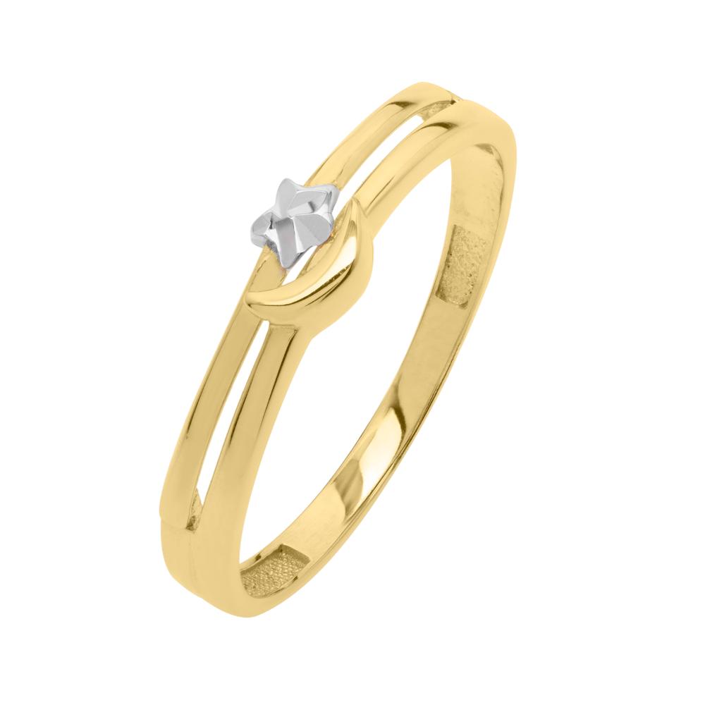 10K Gold Star and Moon Ring for Women - Elegant Celestial Jewelry for Everyday Wear, Gift Giving & Special Occasions