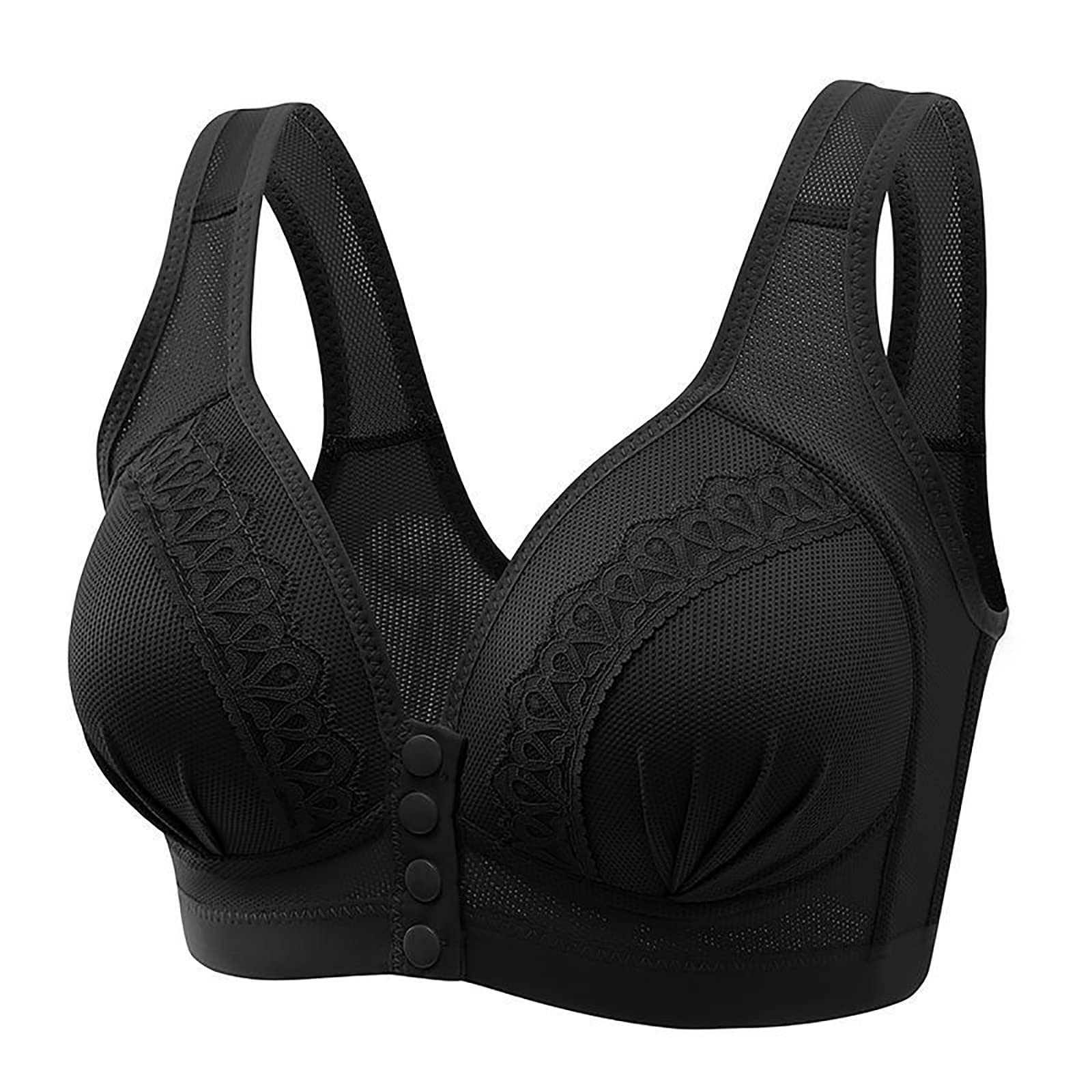 Wireless Front Closure Push Up Bras for Women - Seamless Lift V-Neck Bralette - Comfortable T-Shirt Bra for Everyday Wear & Layering