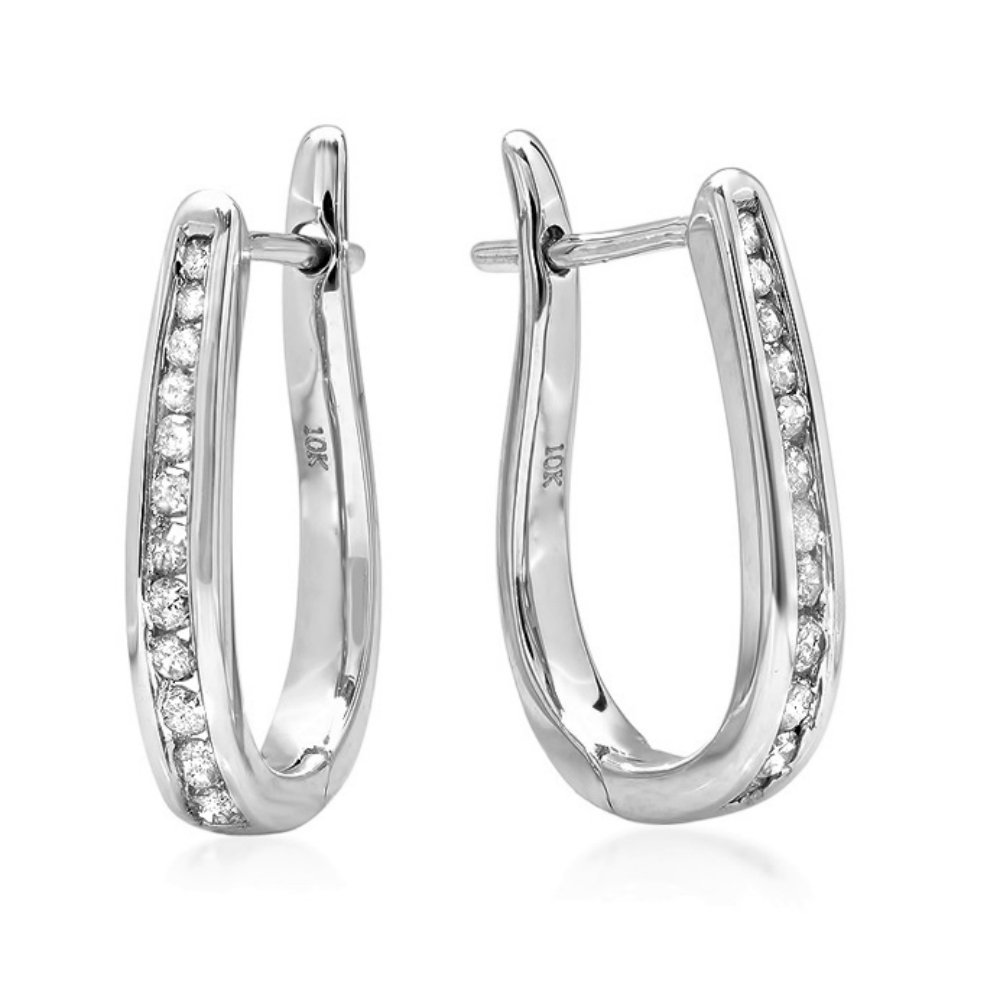 IGI Certified 1/4 Carat TW Diamond Hoop Earrings in 10K Yellow or White Gold - Genuine Diamond Jewelry for Women | Perfect for Weddings, Anniversaries & Special Occasions