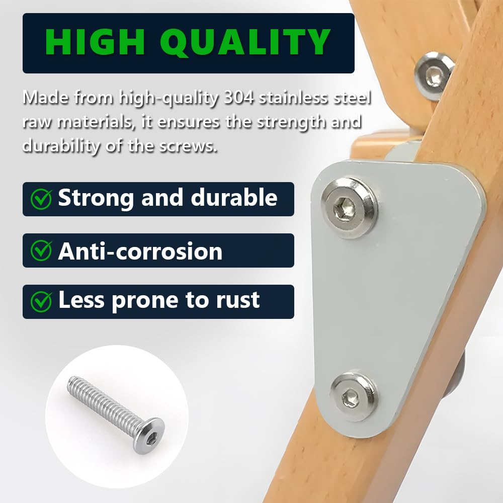 1/4-20 x 1 Inch (30 PCS) 304 Stainless Steel 18-8 Flat Head Socket Cap Screws - Full Thread Binding Bolts for Furniture Assembly, DIY Projects & Metal Connections
